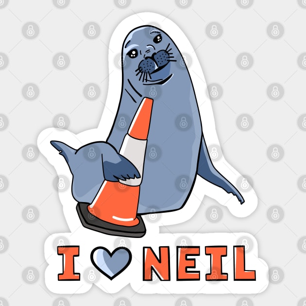 I Love Neil the Seal Sticker by Sparkleweather